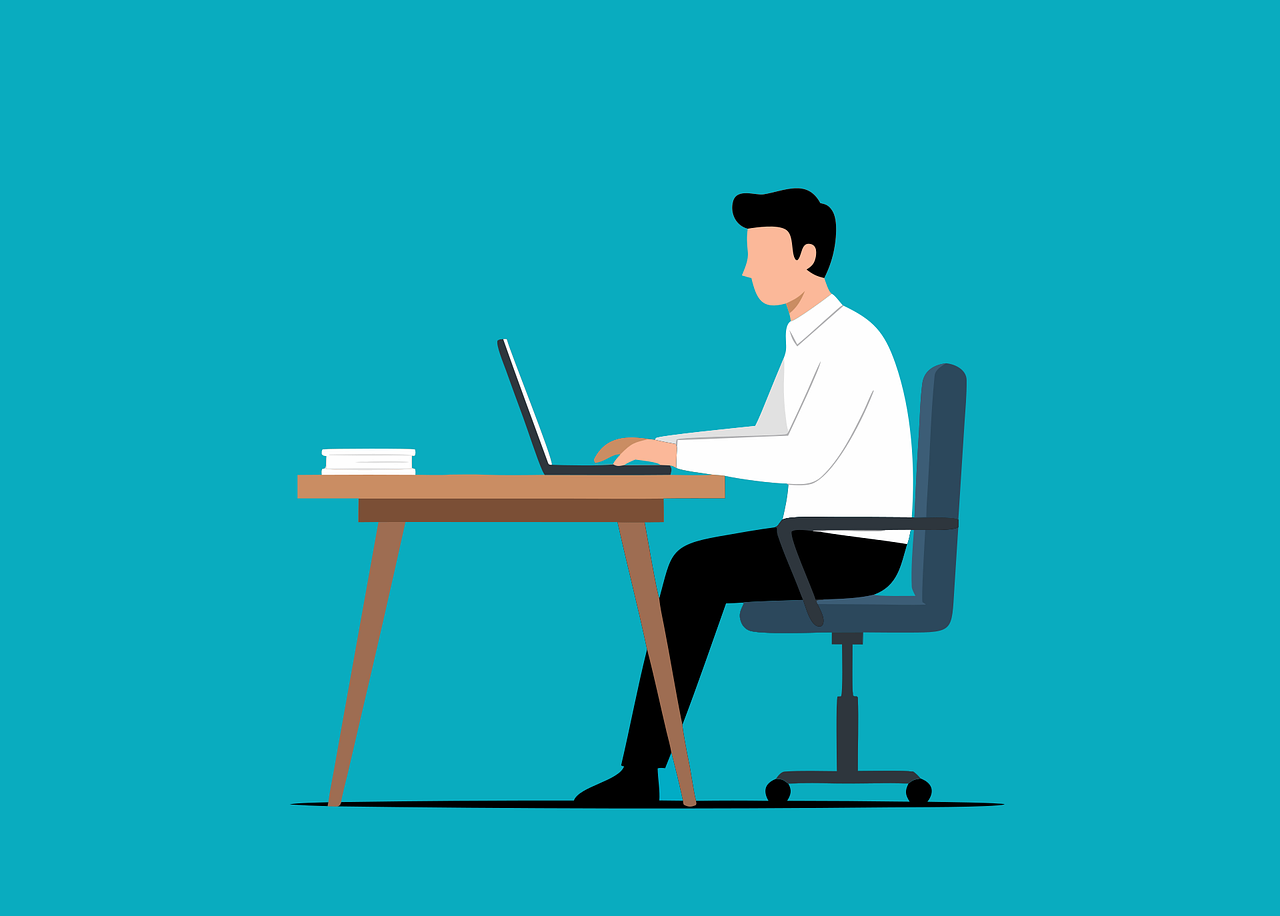 Free office worker computer vector