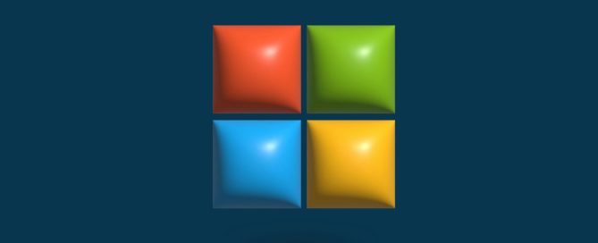a blue background with four different colored squares